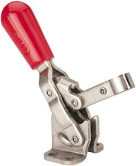 De-Sta-Co - 250 Lb Holding Capacity, Vertical Handle, Manual Hold Down Toggle Clamp - 65° Handle Movement, 105° Bar Opening, Solid Bar, Flanged Base, Electro-Plated Zinc, Stainless Steel - Exact Tool & Supply