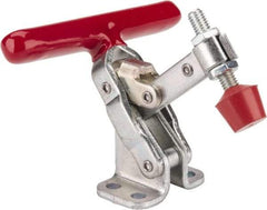 De-Sta-Co - 200 Lb Holding Capacity, Vertical Handle, Manual Hold Down Toggle Clamp - 65° Handle Movement, 105° Bar Opening, Solid Bar, Flanged Base, Electro-Plated Zinc, Carbon Steel - Exact Tool & Supply
