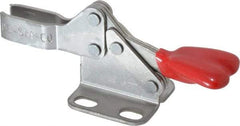 De-Sta-Co - 100 Lb Holding Capacity, Horizontal Handle, Manual Hold Down Toggle Clamp - 90° Handle Movement, 90° Bar Opening, U-Bar, Flanged Base, Electro-Plated Zinc, Stainless Steel - Exact Tool & Supply