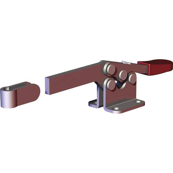 De-Sta-Co - 200 Lb Holding Capacity, Horizontal Handle, Manual Hold Down Toggle Clamp - 78° Handle Movement, 87° Bar Opening, Solid Bar, Flanged Base, Electro-Plated Zinc, Carbon Steel - Exact Tool & Supply