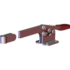 De-Sta-Co - 200 Lb Holding Capacity, Horizontal Handle, Manual Hold Down Toggle Clamp - 78° Handle Movement, 87° Bar Opening, Solid Bar, Flanged Base, Electro-Plated Zinc, Carbon Steel - Exact Tool & Supply