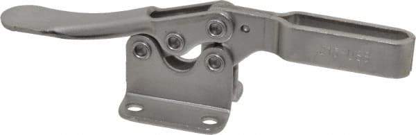 De-Sta-Co - 200 Lb Holding Capacity, Horizontal Handle, Manual Hold Down Toggle Clamp - 78° Handle Movement, 87° Bar Opening, U-Bar, Flanged Base, Electro-Plated Zinc, Stainless Steel - Exact Tool & Supply