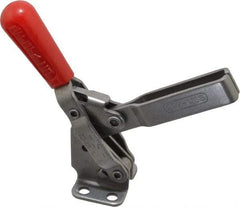 De-Sta-Co - 450 Lb Holding Capacity, Vertical Handle, Manual Hold Down Toggle Clamp - 57° Handle Movement, 99° Bar Opening, U-Bar, Flanged Base, Electro-Plated Zinc, Stainless Steel - Exact Tool & Supply