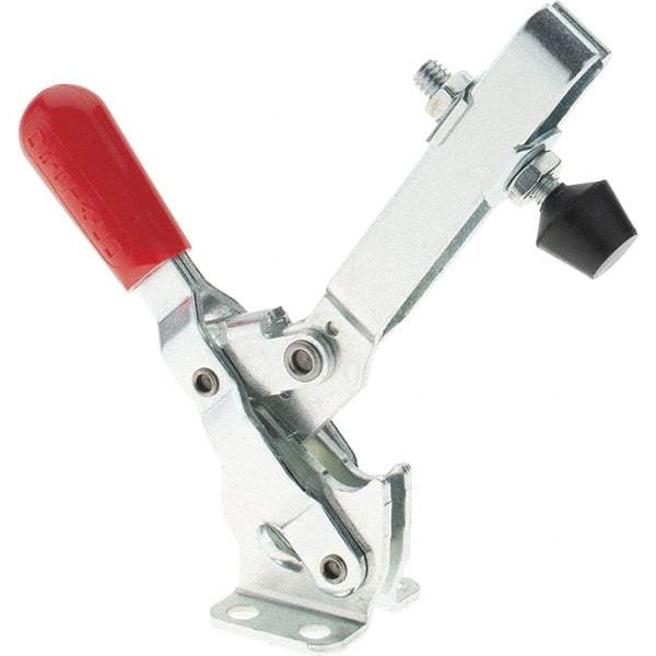 De-Sta-Co - 375 Lb Holding Capacity, Vertical Handle, Manual Hold Down Toggle Clamp - 57° Handle Movement, 99° Bar Opening, U-Bar, Flanged Base, Electro-Plated Zinc, Carbon Steel - Exact Tool & Supply