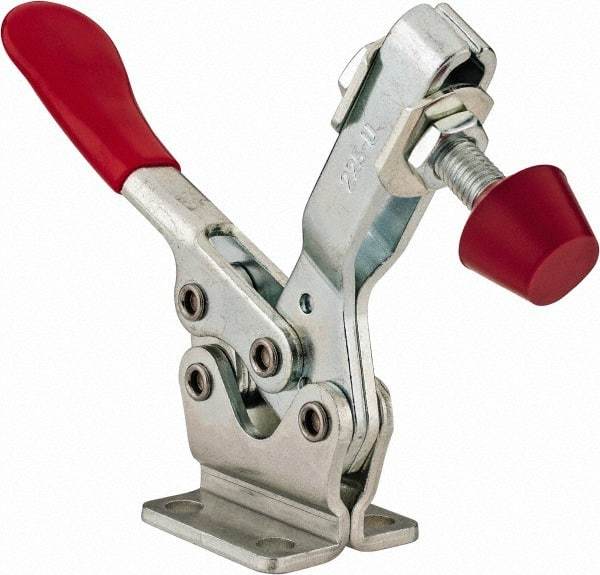 De-Sta-Co - 500 Lb Holding Capacity, Horizontal Handle, Manual Hold Down Toggle Clamp - 70° Handle Movement, 92° Bar Opening, U-Bar, Flanged Base, Electro-Plated Zinc, Carbon Steel - Exact Tool & Supply