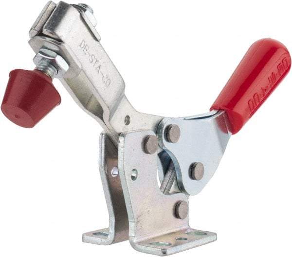 De-Sta-Co - 500 Lb Holding Capacity, Horizontal Handle, Manual Hold Down Toggle Clamp - 56° Handle Movement, 91° Bar Opening, U-Bar, Flanged Base, Electro-Plated Zinc, Carbon Steel - Exact Tool & Supply