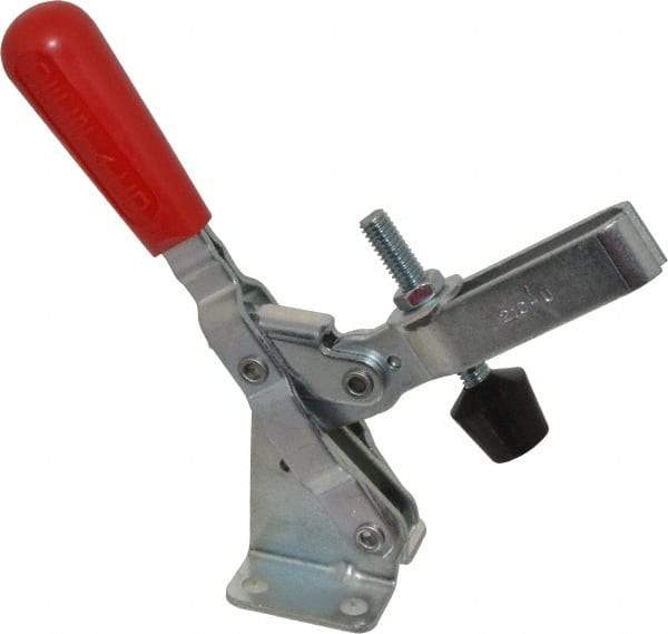 De-Sta-Co - 600 Lb Holding Capacity, Vertical Handle, Manual Hold Down Toggle Clamp - 58° Handle Movement, 103° Bar Opening, U-Bar, Flanged Base, Electro-Plated Zinc, Carbon Steel - Exact Tool & Supply
