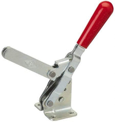 De-Sta-Co - 750 Lb Holding Capacity, Vertical Handle, Manual Hold Down Toggle Clamp - 58° Handle Movement, 103° Bar Opening, Solid Bar, Flanged Base, Electro-Plated Zinc, Carbon Steel - Exact Tool & Supply