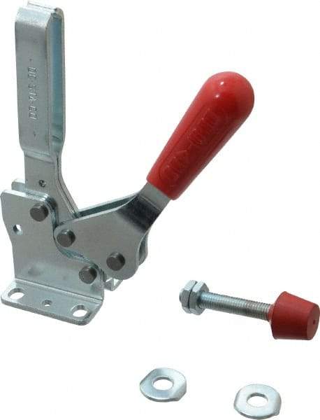 De-Sta-Co - 750 Lb Holding Capacity, Horizontal Handle, Manual Hold Down Toggle Clamp - 59° Handle Movement, 93° Bar Opening, U-Bar, Flanged Base, Electro-Plated Zinc, Carbon Steel - Exact Tool & Supply