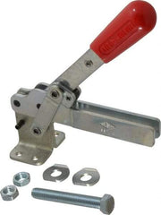 De-Sta-Co - 1,000 Lb Holding Capacity, Vertical Handle, Manual Hold Down Toggle Clamp - 180° Handle Movement, 115° Bar Opening, U-Bar, Flanged Base, Electro-Plated Zinc, Carbon Steel - Exact Tool & Supply