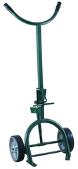 Drum Truck - Adjustable Sliding Chime Hook for steel or fiber drums - Spring loaded - 10" M.O.R wheels 60" H x 25" W - Exact Tool & Supply