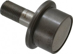 Osborn International - 1-1/4" Roller Diam x 27/32" Width, 1/2" Stud Diam x 1-1/4" Length, Flanged Concentric Stud Load Runner - Steel, 5/8" Thread Length, 1/2-20 Thread, 2-3/32" OAL, 600 Lb Dynamic Cap - Exact Tool & Supply
