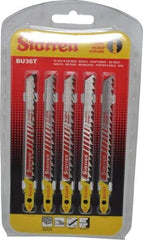 Starrett - 4" Long, 6 Teeth per Inch, Bi-Metal Jig Saw Blade - Toothed Edge, 5/16" Wide x 0.05" Thick, U-Shank, Ground Taper Tooth Set - Exact Tool & Supply