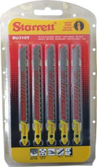 Starrett - 4" Long, 10 Teeth per Inch, Bi-Metal Jig Saw Blade - Toothed Edge, 5/16" Wide x 0.05" Thick, U-Shank, Ground Taper Tooth Set - Exact Tool & Supply
