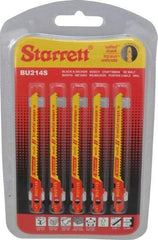 Starrett - 3" Long, 14 Teeth per Inch, Bi-Metal Jig Saw Blade - Toothed Edge, 3/16" Wide x 0.04" Thick, U-Shank, Wavy Tooth Set - Exact Tool & Supply