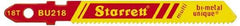 Starrett - 3" Long, 18 Teeth per Inch, Bi-Metal Jig Saw Blade - Toothed Edge, 3/8" Wide x 0.04" Thick, U-Shank, Wavy Tooth Set - Exact Tool & Supply