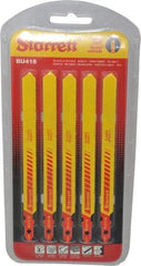 Starrett - 5" Long, 18 Teeth per Inch, Bi-Metal Jig Saw Blade - Toothed Edge, 3/8" Wide x 0.04" Thick, U-Shank, Wavy Tooth Set - Exact Tool & Supply