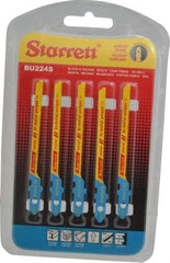 Starrett - 3" Long, 24 Teeth per Inch, Bi-Metal Jig Saw Blade - Toothed Edge, 3/16" Wide x 0.04" Thick, U-Shank, Wavy Tooth Set - Exact Tool & Supply