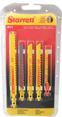 Starrett - 5 Piece, 3" to 5" Long, 6 to 14 Teeth per Inch, Bi-Metal Jig Saw Blade Set - Toothed Edge, 3/16" to 3/8" Wide, 0.04" to 0.05" Thick, U-Shank - Exact Tool & Supply
