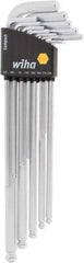 Wiha - 13 Piece L-Key Ball End Hex Key Set - Hex Range 1/2 to 3/8", Chrome Vanadium Molybdenum - Exact Tool & Supply