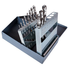 ‎1/16-3/8 RHS / RHC HSS 118 Degree Radial Point General Purpose Jobber Length Drill Set - Bright - Exact Tool & Supply