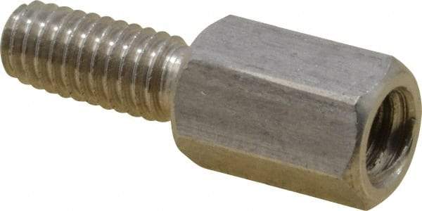 Electro Hardware - M4x0.70, 18.53mm OAL, 6mm Across Flats, Stainless Steel Hex Male/Female Circuit Board Standoffs - 11.1mm Thread Depth, 9mm Body Length, Uncoated - Exact Tool & Supply