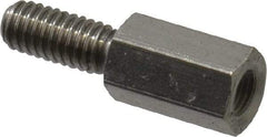 Electro Hardware - M4x0.70, 19.53mm OAL, 6mm Across Flats, Stainless Steel Hex Male/Female Circuit Board Standoffs - 11.1mm Thread Depth, 10mm Body Length, Uncoated - Exact Tool & Supply