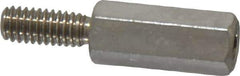 Electro Hardware - M4x0.70, 24.53mm OAL, 6mm Across Flats, Stainless Steel Hex Male/Female Circuit Board Standoffs - 11.1mm Thread Depth, 15mm Body Length, Uncoated - Exact Tool & Supply