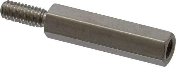 Electro Hardware - M4x0.70, 33.53mm OAL, 6mm Across Flats, Stainless Steel Hex Male/Female Circuit Board Standoffs - 11.1mm Thread Depth, 24mm Body Length, Uncoated - Exact Tool & Supply