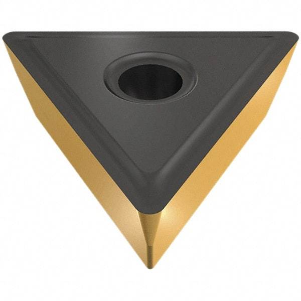 Iscar - TPMR321 PF Grade IC9350 Carbide Turning Insert - TiCN/Al2O3/TiN Finish, 60° Triangle, 3/8" Inscr Circle, 1/8" Thick, 1/64" Corner Radius - Exact Tool & Supply