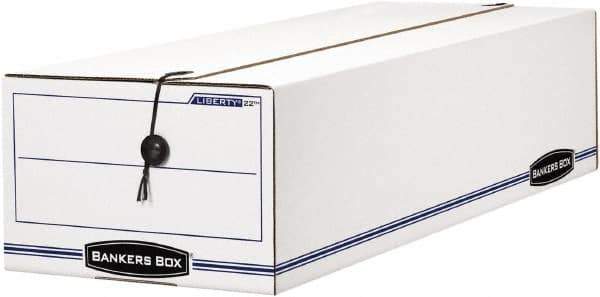 BANKERS BOX - 1 Compartment, 9-3/4" Wide x 6-1/4" High x 23-3/4" Deep, Storage Box - Corrugated Cardboard, White/Blue - Exact Tool & Supply
