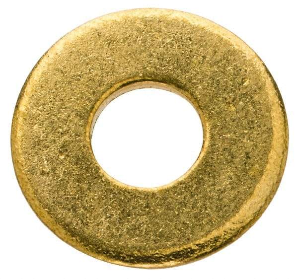 Value Collection - #10 Screw, Brass Standard Flat Washer - 0.2" ID x 1/2" OD, 0.04" Thick, Plain Finish - Exact Tool & Supply