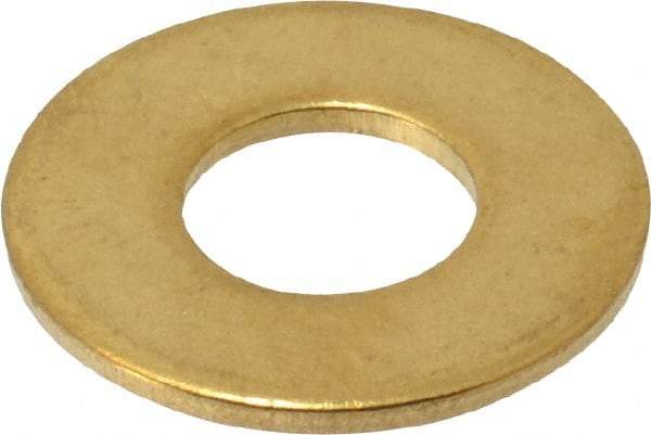Value Collection - 3/8" Screw, Brass Standard Flat Washer - 0.392" ID x 7/8" OD, 0.062" Thick, Plain Finish - Exact Tool & Supply