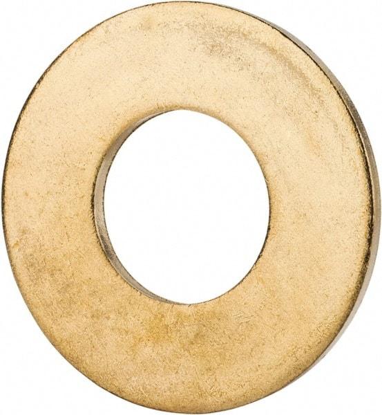 Value Collection - 5/8" Screw, Brass Standard Flat Washer - 0.687" ID x 1-1/2" OD, 0.102" Thick, Plain Finish - Exact Tool & Supply
