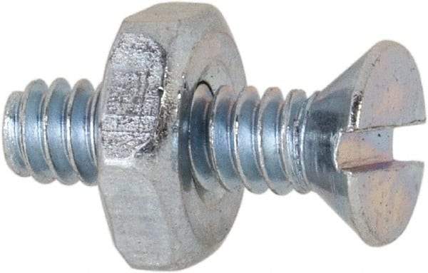 Value Collection - #6-32 UNC, 1/2" OAL Slotted Drive Machine Screw - Flat Head, Grade 2 Steel, Zinc-Plated Finish, Without Washer - Exact Tool & Supply