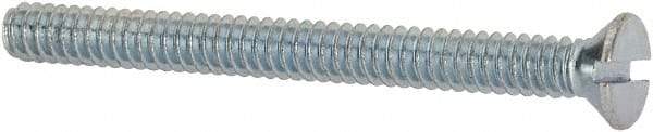 Value Collection - #6-32 UNC, 1-1/2" OAL Slotted Drive Machine Screw - Flat Head, Grade 2 Steel, Zinc-Plated Finish, Without Washer - Exact Tool & Supply