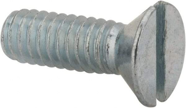Value Collection - #8-32 UNC, 1/2" OAL Slotted Drive Machine Screw - Flat Head, Grade 2 Steel, Zinc-Plated Finish, Without Washer - Exact Tool & Supply