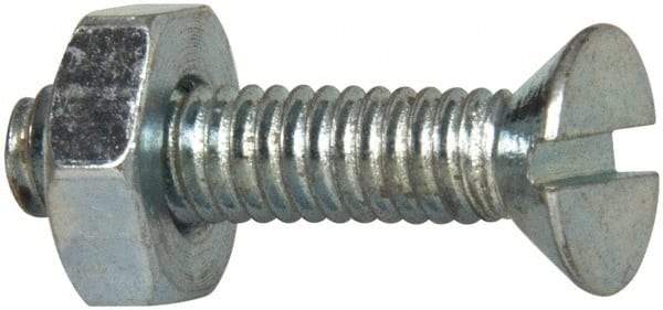 Value Collection - #8-32 UNC, 5/8" OAL Slotted Drive Machine Screw - Flat Head, Grade 2 Steel, Zinc-Plated Finish, Without Washer - Exact Tool & Supply