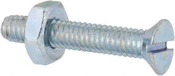 Value Collection - #8-32 UNC, 1" OAL Slotted Drive Machine Screw - Flat Head, Grade 2 Steel, Zinc-Plated Finish, Without Washer - Exact Tool & Supply