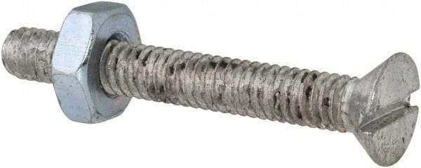 Value Collection - #8-32 UNC, 1-1/4" OAL Slotted Drive Machine Screw - Flat Head, Grade 2 Steel, Zinc-Plated Finish, Without Washer - Exact Tool & Supply