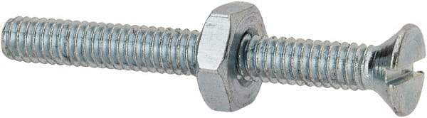 Value Collection - #8-32 UNC, 1-1/2" OAL Slotted Drive Machine Screw - Flat Head, Grade 2 Steel, Zinc-Plated Finish, Without Washer - Exact Tool & Supply