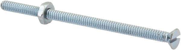 Value Collection - #10-24 UNC, 3-1/2" OAL Slotted Drive Machine Screw - Flat Head, Grade 2 Steel, Zinc-Plated Finish, Without Washer - Exact Tool & Supply