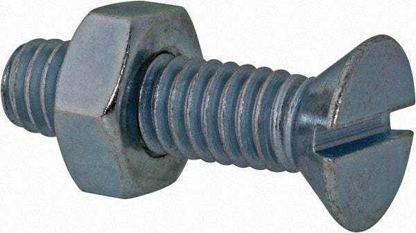 Value Collection - 5/16-18 UNC, 1-1/4" OAL Slotted Drive Machine Screw - Flat Head, Grade 2 Steel, Zinc-Plated Finish, Without Washer - Exact Tool & Supply