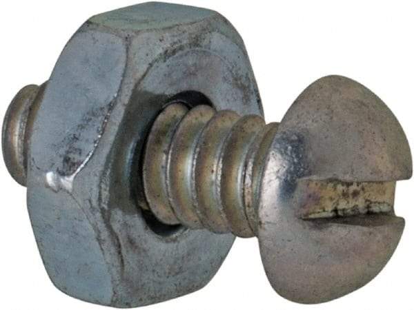 Value Collection - #6-32 UNC, 3/8" Length Under Head Slotted Drive Machine Screw - Round Head, Grade 2 Steel, Zinc-Plated Finish, Without Washer - Exact Tool & Supply