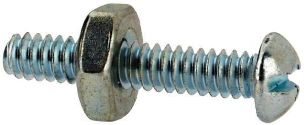 Value Collection - #6-32 UNC, 3/4" Length Under Head Slotted Drive Machine Screw - Round Head, Grade 2 Steel, Zinc-Plated Finish, Without Washer - Exact Tool & Supply