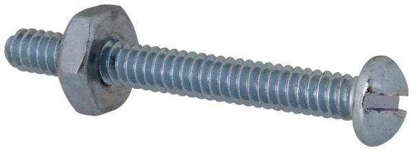 Value Collection - #6-32 UNC, 1-1/4" Length Under Head Slotted Drive Machine Screw - Round Head, Grade 2 Steel, Zinc-Plated Finish, Without Washer - Exact Tool & Supply