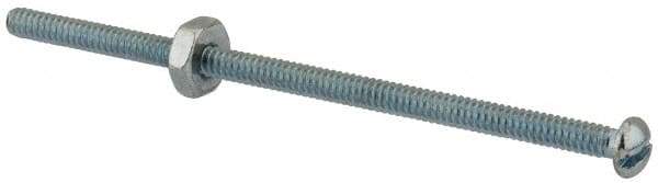 Value Collection - #6-32 UNC, 3" Length Under Head Slotted Drive Machine Screw - Round Head, Grade 2 Steel, Zinc-Plated Finish, Without Washer - Exact Tool & Supply