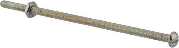 Value Collection - #10-24 UNC, 5" Length Under Head Slotted Drive Machine Screw - Round Head, Grade 2 Steel, Zinc-Plated Finish, Without Washer - Exact Tool & Supply