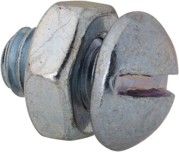 Value Collection - 5/16-18 UNC, 1/2" Length Under Head Slotted Drive Machine Screw - Round Head, Grade 2 Steel, Zinc-Plated Finish, Without Washer - Exact Tool & Supply