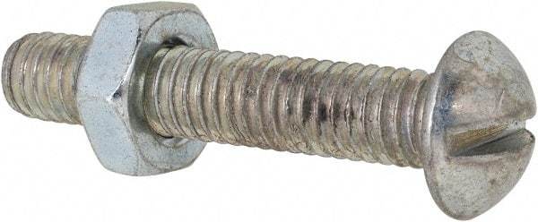 Value Collection - 5/16-18 UNC, 1-3/4" Length Under Head Slotted Drive Machine Screw - Round Head, Grade 2 Steel, Zinc-Plated Finish, Without Washer - Exact Tool & Supply